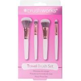 brushworks - Reiskwastenset - Wit/Goud - Synthetisch Taklon - 100% Veganistisch