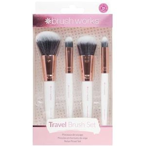 brushworks White & Gold Travel Makeup Brush Set 4 st