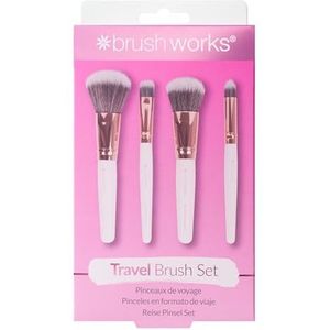 brushworks - Reiskwastenset - Wit/Goud - Synthetisch Taklon - 100% Veganistisch