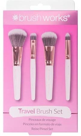 brushworks - Reiskwastenset - Wit/Goud - Synthetisch Taklon - 100% Veganistisch