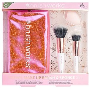Brushworks Reizen Make-up Borstel & Spons Set