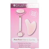 Brushworks - Rose Quartz Jade Roller & Gua Sha - Roze - Harsroller en Gua Sha