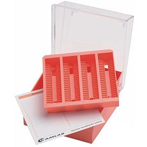 Camlab Plastics RTP/SBF-O Microscoop Slide Box, Houdt 100 Dia's, Oranje