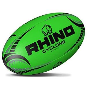 Rhino Cycloon XV Training Rugby bal, Fluo Groen, Maat 4
