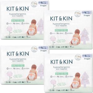Kit & Kin Premium Eco Luiers Maat 4 (9-14 kg) 128 Luiers, Plantaardige en Hypoallergene Baby Nappies, Betrouwbare Lekbescherming, Veganistisch en Dierproefvrij