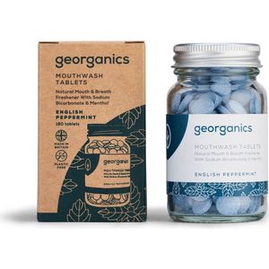Georganics Mondwater Tabletten - Pepermunt - 180 tabletten - Langdurige frisheid - Antibacteriële spoeling - Eco-vriendelijk