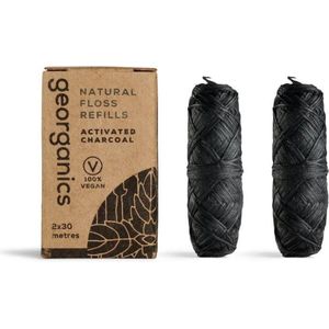 georganics Dental Floss Activated Charcoal - 100 m Refill