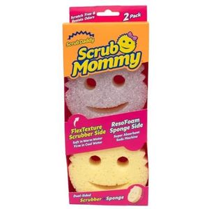 Scrub Mommy Dubbelzijdige Schoonmaakborstel met FlexTexture Technologie - Temperatuurgevoelige Spons voor Keuken met Zachte en Schurende Zijde - Schuurspons voor de Afwas voor Keuken - Violet 2-Pack