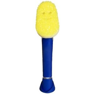 Scrub Daddy Dish Daddy - Vaatborstel met reservoir, FlexTexture-schuurspons, geïntegreerde handgreep met vaatwasmiddeldispenser, sponsborstel en standaard - Blauw