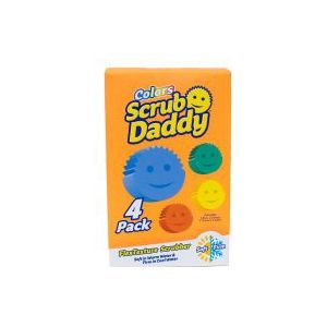 Scrub Daddy Colors Smiley spons, reinigingssponzen in multiverpakking, structuurverandering, krasbestendige spoelspons keuken, geurbestendig, pannenspons vaatwasmachinebestendig, 4 stuks