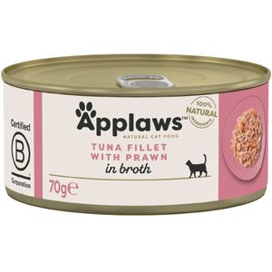 18 x 70 g Applaws zum Sonderpreis! - in Brühe: Thunfischfilet & Garnele