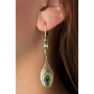 Oorbellen dames - Lovely - Groen/Goud - Maat One size