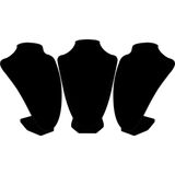 Belle Vous - Ketting Display Buste - Zwart Velours - 3 Pak - Sieraden Houder