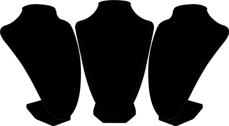 Belle Vous - Ketting Display Buste - Zwart Velours - 3 Pak - Sieraden Houder