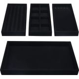 Belle Vous - Sieraden Organizer - Zwart Velours - 4-Pak - Verwijderbare Secties