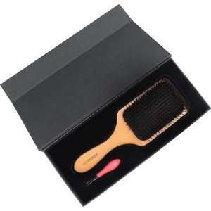 Bizarre.ly - Varkensharen Haarborstel - Houten - Met Borstelreiniger - Geschenkbox