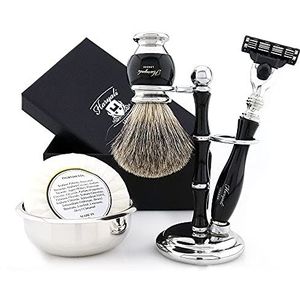 Haryali London - Scheerset - Zwart - 5 Stuks - Scheerzeep - Scheermes - Scheerkwast