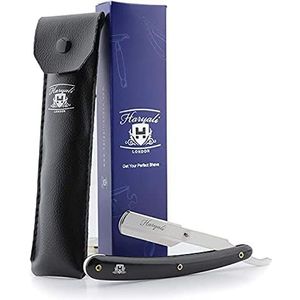 Heren zwart scheerapparaat/kapper stijl (Blades niet inbegrepen) met lederen zakje. Perfect scheermes voor alle soorten diepe scheerbeurt.