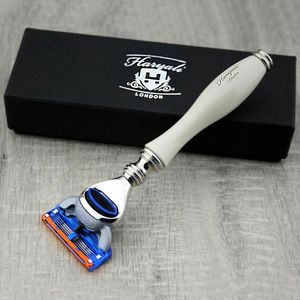 Haryali London 5 Edge scheermes voor mannen - Minimalistisch 5-bladig scheermes voor vrouwen en heren voor scheren - Lichaams- en gezichtsscheermes - Herbruikbaar scheermes - Ivoor