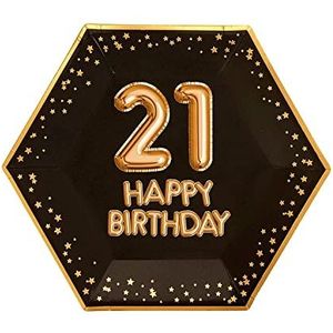 Neviti Glitz & Glamour 773109 papieren borden, groot, 21 jaar, zwart/goud