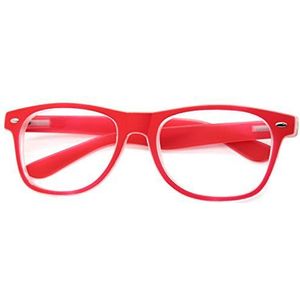 MFAZ Morefaz Ltd Nieuwe uniseks (dames en heren) retro vintage leesbril bril +0,50 +0,75 +1,0 +1,5 +2,0 +2,5 +3,00 +4,00 leesbril, neon red, 0.5