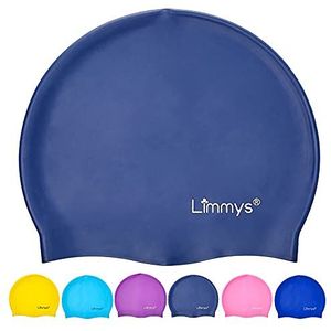 Limmys Kids Badmuts - 100% Silicone Cap Zwemmuts voor Jongens en Meisjes - Premium Kwaliteit, Rekbare en Comfortabele Badmuts voor Kinderen - Verkrijgbaar in Allerlei Mooie Kleuren (Donkerblauw)