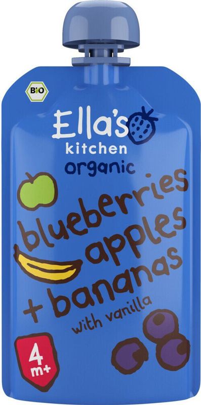 7x Ella's Kitchen Knijpzakje 4+ m Blauwe Bes Appel Banaan 120 gr