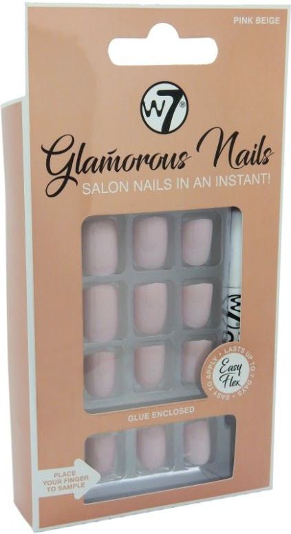 W7 - Glamorous Nails - Kunstnagels - Roze-Beige - 24 Stuks