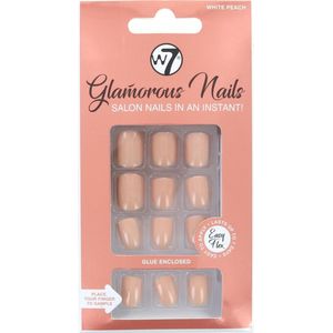 W7 Glamorous Nagels Wit Perzik - 24 stuks