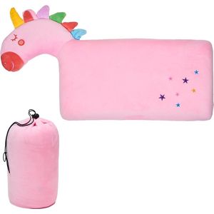CabinMax Nekkussen - Reiskussen Kinderen - Memory Foam Nek Kussen - Inclusief Opbergtas - Unicorn - Roze