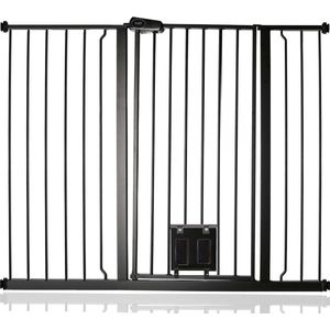 Bettacare Hoog Hek met Kattenluik, 120,3cm - 127,9cm, Zwart, 104cm Hoog