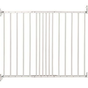 Safetots Traphek voor Bovenaan de Trap, Wit, Metaal, 62, 5 cm - 106, 8 cm, Metalen babyhekje, Schroefbevestiging veiligheidsbarrière, veiligheidshekje.