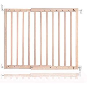 Safetots Traphek voor Bovenaan de Trap, Naturel, Hout, 63, 5 cm - 105, 5 cm, Babyhekje voor Baby's en Peuters, Schroefhek met Schroefbevestiging, Veiligheidshekje voor Trap en Deur