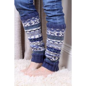 Pachamama - Wollen beenwarmers met ingebreide patronen - Denim - Finisterre - Fair trade - 100% wol