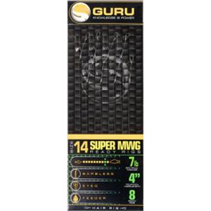 Guru Onderlijn Super MWG Standard Hair 4” (8 pcs) Maat : Haak 14 - N-Gauge 0.19mm (7lb)
