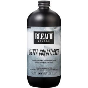 Bleach London Zilverkleurige Haar Toning Conditioner, Asgrijze Paarse Kleurcorrigerende Formule voor Licht Gebleekt Blond Haar, Voedt en Neutraliseert Gele Tonen, Vrij van Parabenen en Siliconen 500ml