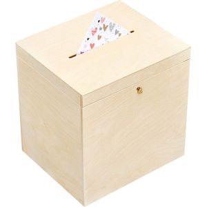 Creative Deco Bruiloft Houten Doos voor Kaarten | 29 x 25 x 30 cm | Sluiting, met Deksel | Houten Opbergbox Sieraden | Kerst, Kerstmis Cadeau