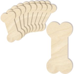 Creative Deco 10 x Grote Houten Vormen Bot Honden | 15 x 7.5 cm | Multiplex | Verf, Decoratie, Cadeau en Decoupage, DIY