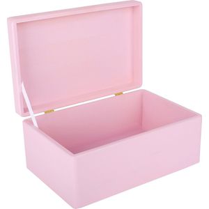 Creative Deco - Grote Houten Opbergdoos - Roze - Europees Grenenhout - Met Deksel