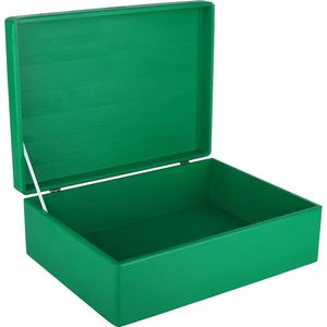 Creative Deco XL Groen Houten Doos Opbergdoos | 40 x 30 x 14 cm | met Deksel | Kerst, Kerstmis Cadeau