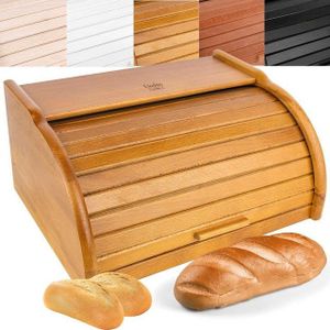 Creative Home Houten Broodtrommel | 40 x 27,5 x 18,5 cm | Natuurlijk Beukenhout met Elzenkleurige Lak | Container met Roltop | Brooddoos voor Elke Keuken | Perfect voor Droogvoer