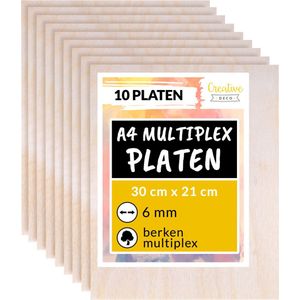 Creative Deco A4 Multiplex 6mm – 300x210mm – 10 st., Baltische Berkenhout