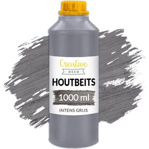 Creative Deco Houtbeits Intensief Grijs | 1 L | Sneldrogende Nagellak | Hoge Efficiëntie | Oppervlaktebescherming | Niet giftig en op waterbasis | voor paneel, Beton, Baksteen, Behang