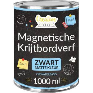Creative Deco Creative Zwarte-Krijt-Bord Magneetverf | 1000ml | Matte verf voor Muren, Hout, Metaal, Glas | 2 m² Rendement met 3 lagen | Bevat Metaalstof | Geschikt voor het bevestigen van Magneten
