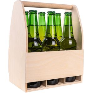 Creative Deco Houten Kist voor 6 Bierens-sFlessenhouders-sAfmeting 24 x 16 x 30 cms-sMannentas voor Bier