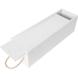 Creative Deco Wit Houten Wijnkist Cadeau Opbergdoos | 1 Fles | 35,1 x 11 x 10 cm | Natuurlijk Hout met Touw Handvat & Schuifdeksel Kerstmis, Verjaardag, Huwelijk