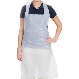 Merrimen 100 x duidelijke wegwerp witte polytheen schorten, extra sterkte 20 micron, snelle levering UK fabrikant.