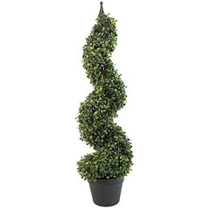 Leaf Kunstmatige Buxus Toren Boom Topiary Spiraal Twist Metalen Top Design UK, 90cm (3Ft) Hoog, Groen