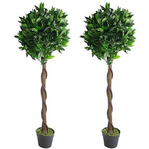 Leaf LEAF-7089-PAIR 1 paar kunstlauriers met stelen, gedraaid, 120 cm, groen