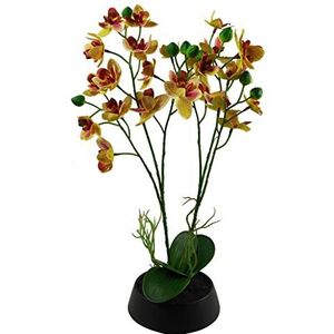 Leaf Kunstmatige Orchidee met Zwarte Keramische Planter, Geel Roze, 43cm